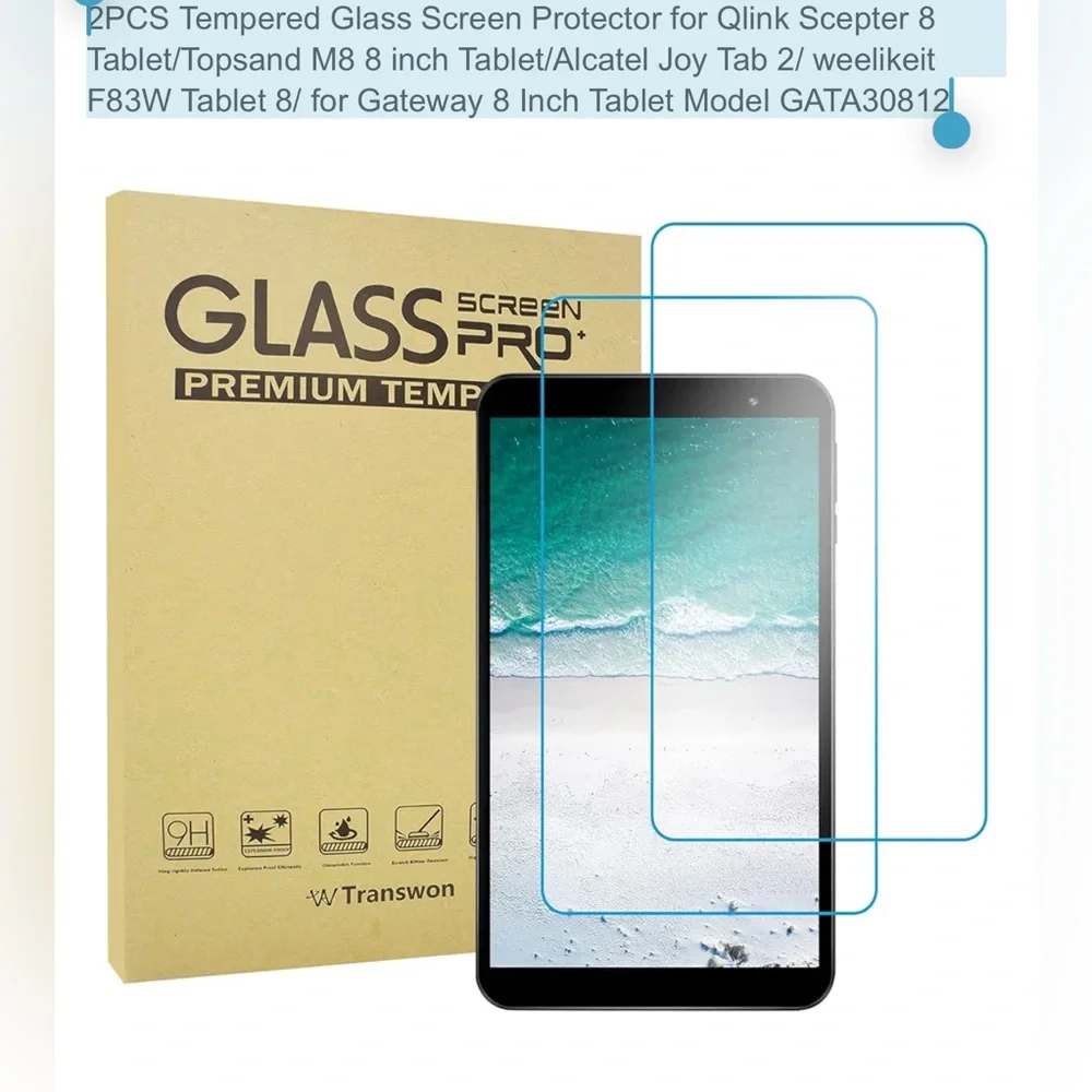 🆕 2PCS Tempered Glass Screen Protector for Qlink Scepter 8 inch Tablet